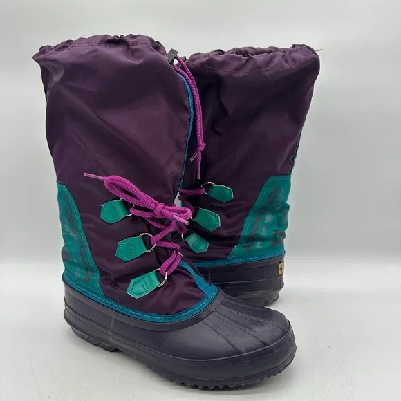 Sorel Womens Size 9 Vintage 90s Purple Teal Green Freestyle Winter Snow Boots‎