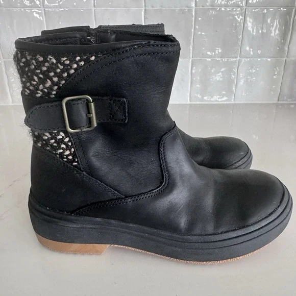 Merrell Holly 2 Buckle Waterproof Boots Womens 5.5‎ Black Side Zip Wool J003628