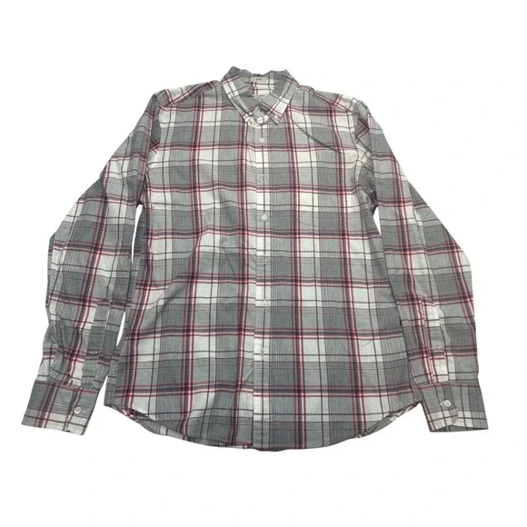 J. Crew plaid shirt Men's size Medium slim‎ gray long-sleeve