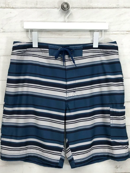 J. Crew Striped Swim Trunks Shorts • Sz 34 • Blue • EUC