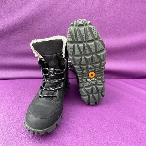 Bogs Arcata LTR TL Black Leather Waterproof Winter Snow‎ Boots Womens 10 Hiking