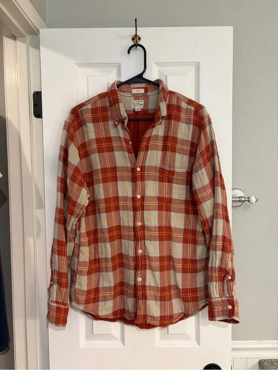 J.Crew Double Weave Plaid Shirt Men’s Large Slim Fit Cotton