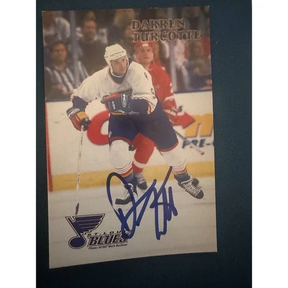 1997 Darren Turcotte Autographed Card #9 St Louis Blues 4x6