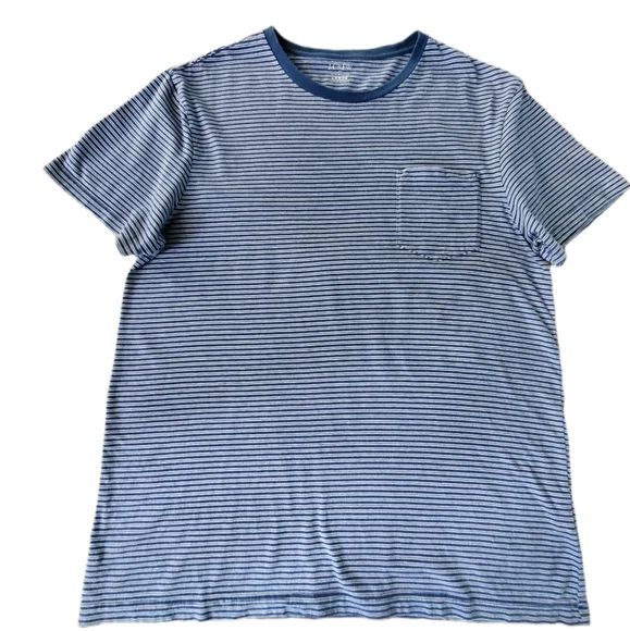 J. Crew Factory Blue Short Sleeve Tee Nautical Stripes  Size L
