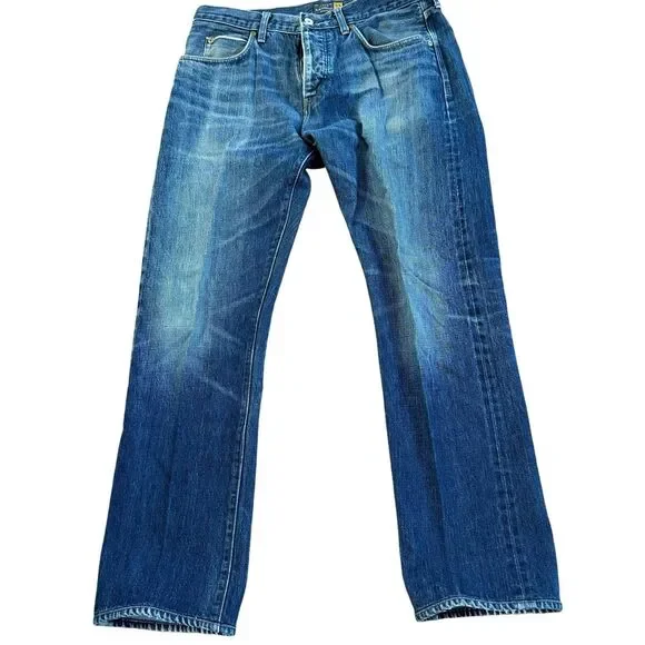 J. Crew Mens Sz 33 X32 Slim Straight Denim Jeans Button Front