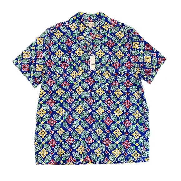 NWT J. Crew Blue Floral Short-Sleeve Slub Cotton Camp-Collar Shirt