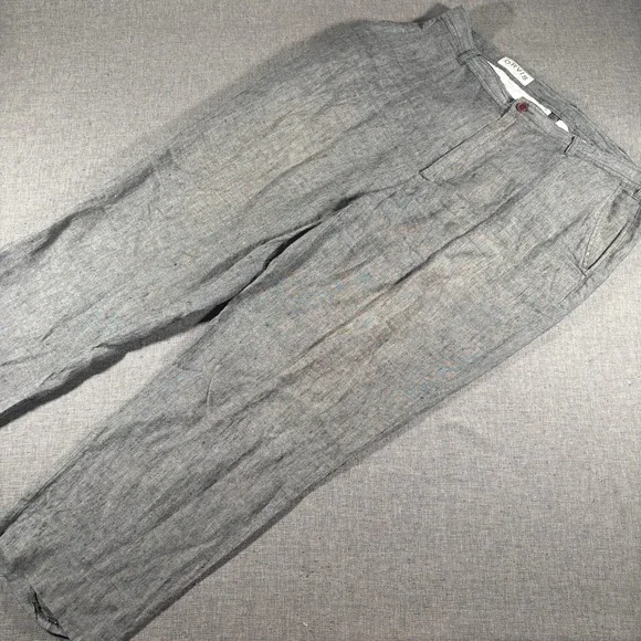 Orvis Linen Trousers Mens 38x28 Grey Flat Front Straight Leg Pants Lightweight