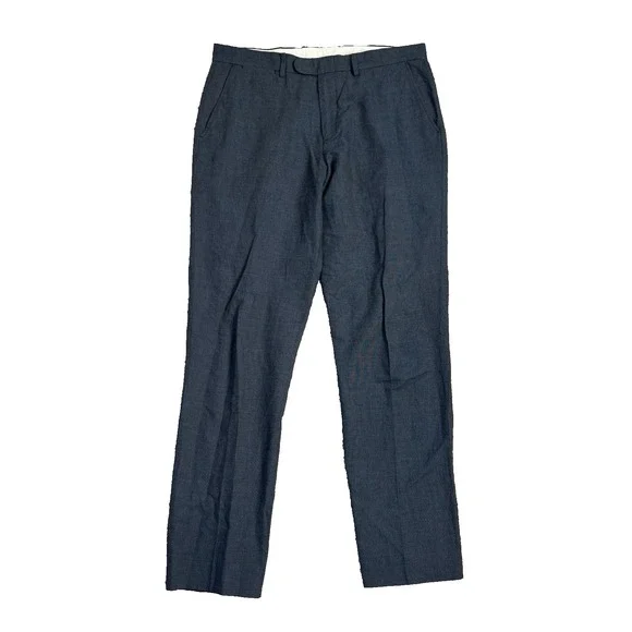 Vintage J Crew Pants Bowery Linen Blend 32x32 Navy Trouser Corpcore Preppy