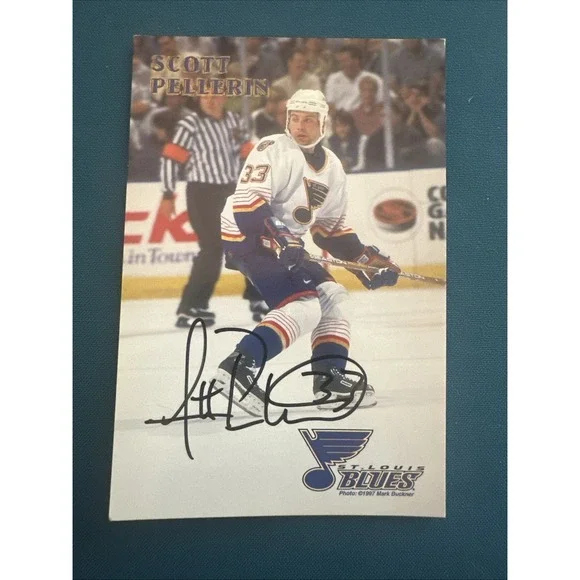 1997 Scott Pellerin Autographed Card #33 St Louis Blues 4x6