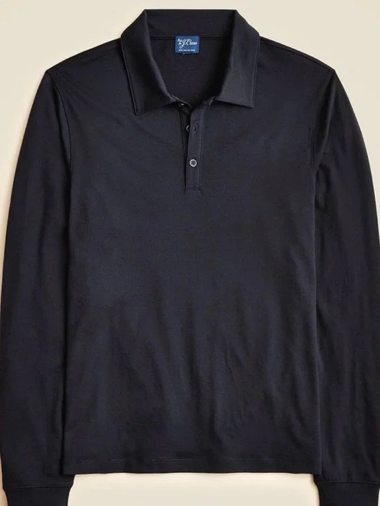NWT J. Crew Long-sleeve Merino Wool Polo Shirt Deepest Navy Blue