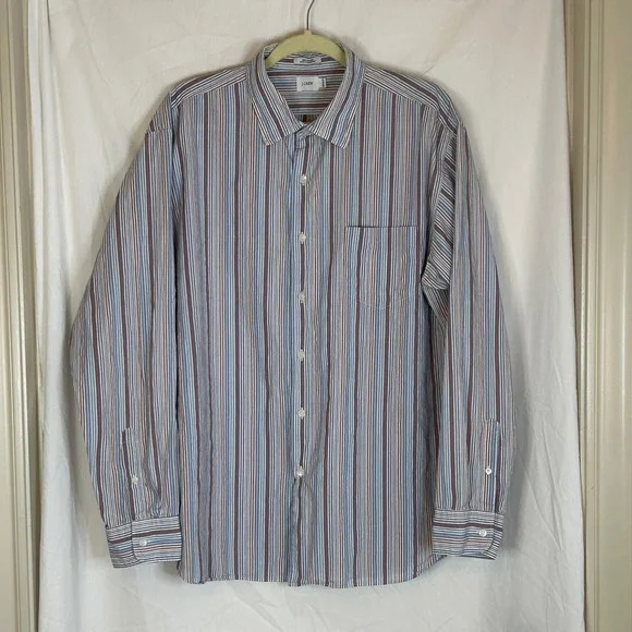 J.Crew Mens XL Striped Long Sleeve Button Down‎ Shirt Cotton Top