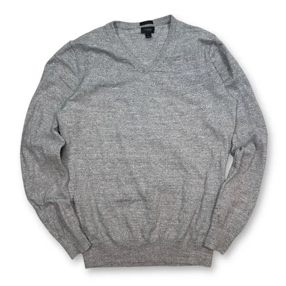 J. Crew V-Neck Sweater‎ Cotton Long Sleeve Casual Gray Mens Size M