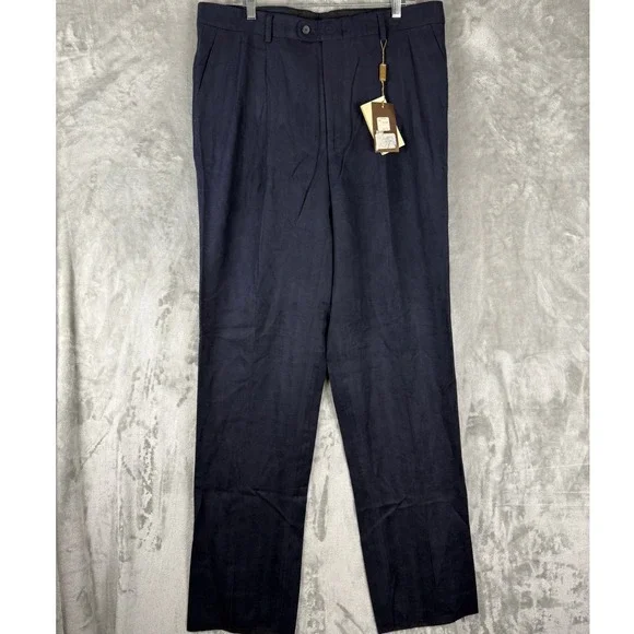 NWT Linea Naturale Mens Navy Pleated Dress Pants Made in‎ Italy 36