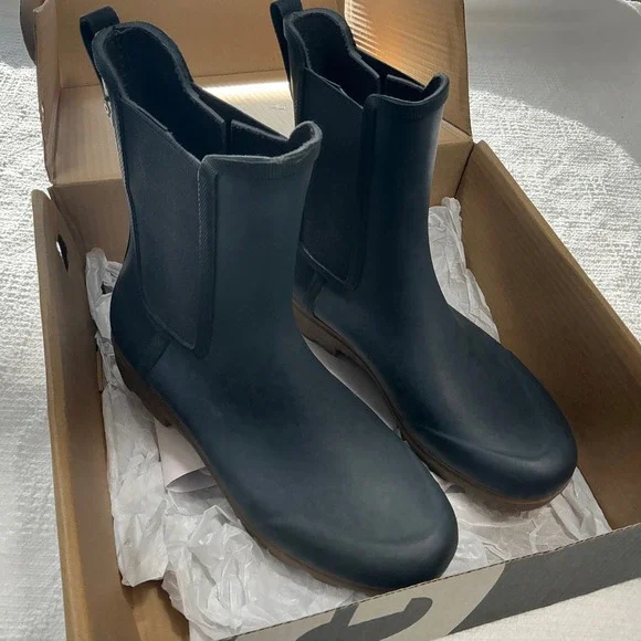 Bogs Holly‎ Tall Chelsea Rain Boots Dark Blue Gray Waterproof Rubber Womens 10