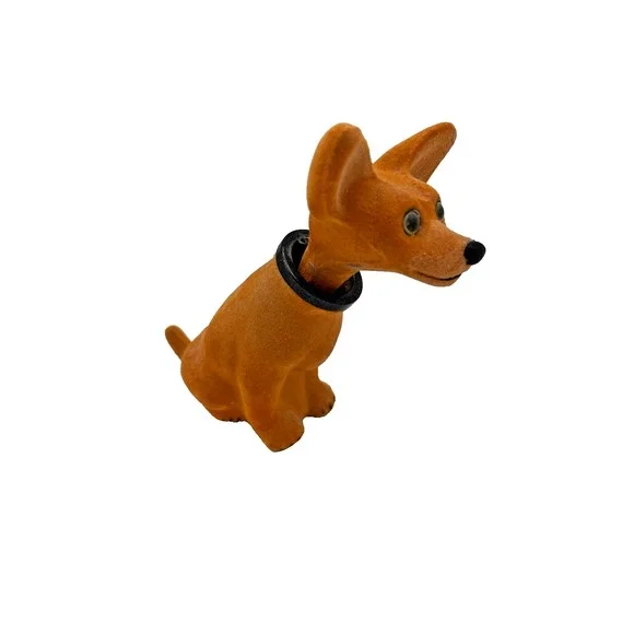 Vintage Flocked Felt  Bobble Head Nodder Chihuahua Dog Retro Dashboard Ready‎