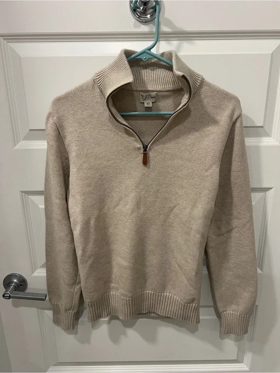 J. Crew Men's Quarter-Zip Sweater in Beige