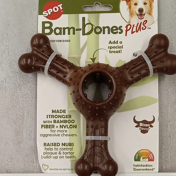 Bam-Bones Plus Dog Toy - Brown