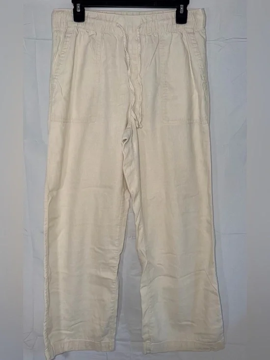 Gap Linen Blend cream pull on chino pants