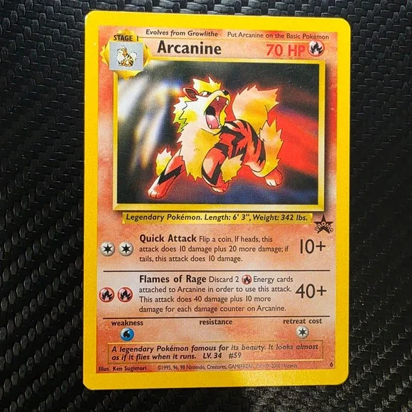 Arcanine 6 WOTC Black Star Promo Vintage Non-Holo Rare NM Pokemon TCG