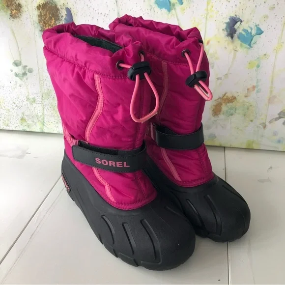 SOREL Women’s Pink Black Winter Snow Boots Waterproof Size 5