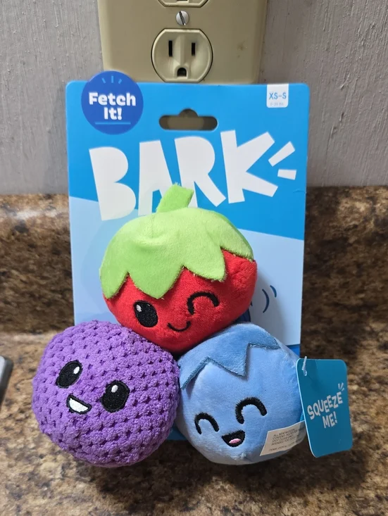 Bark Wild Berry Bunch Plush Fruit Squeak Dog Toy Trio -  NWT  XS-S 0-20 Pounds