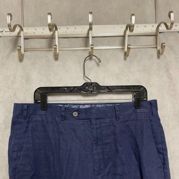 Ralph Lauren Pants Men 35x32 Blue Linen Black Label Hopsack Casual Academia Luxe