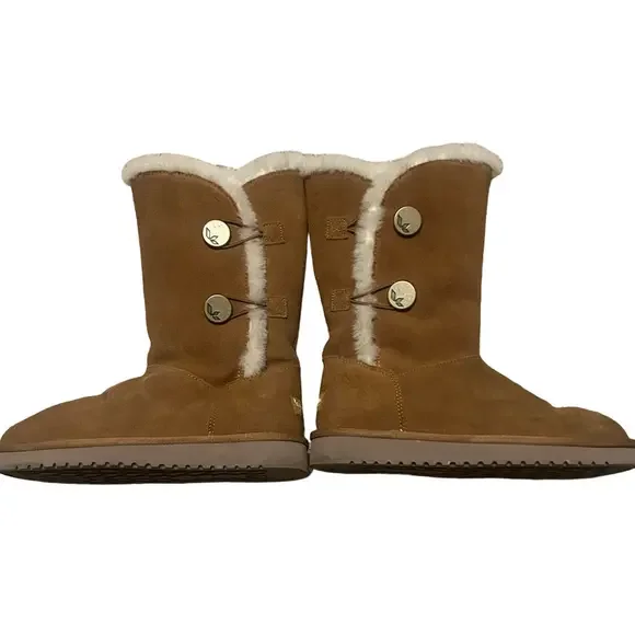 Koolaburra Tan Suede Boots with Fur Trim
