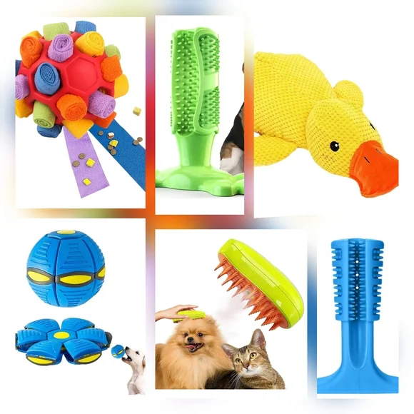 NWT 6 Piece Dog Toy & Grooming Set
