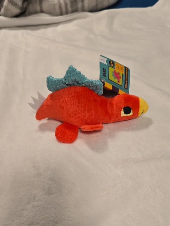 Bark‎ Stella Stegosaurus Plush Dog Toy - Orange, Yellow & Teal Small 0-20 Pounds