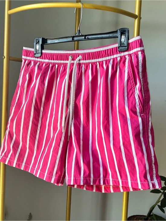 J. Crew summer Pink and White Striped Men's Swim built in brief size M