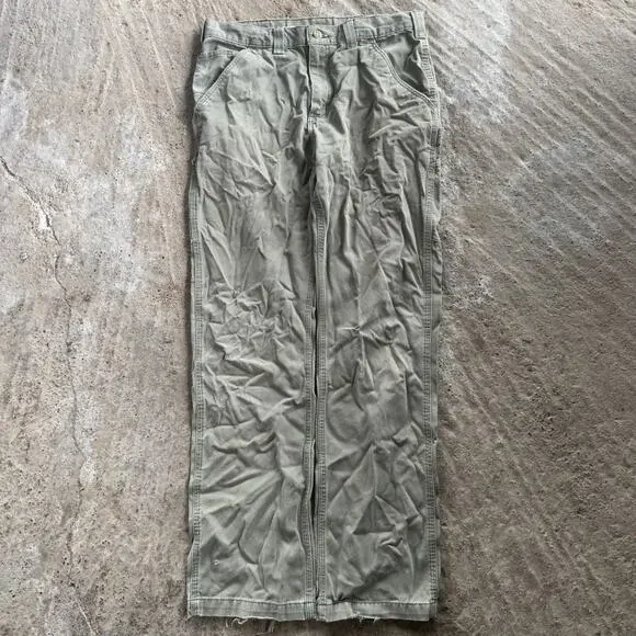 VINTAGE B324 ARG GREEN CARHARTT RELAXED FIT CARPENTER PANTS 33X34 LOOSE