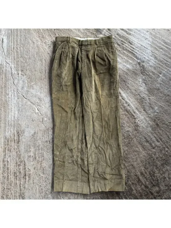 Vtg Country Traditionals Pendleton Green Corduroy Pants Trousers Pleated 32x31