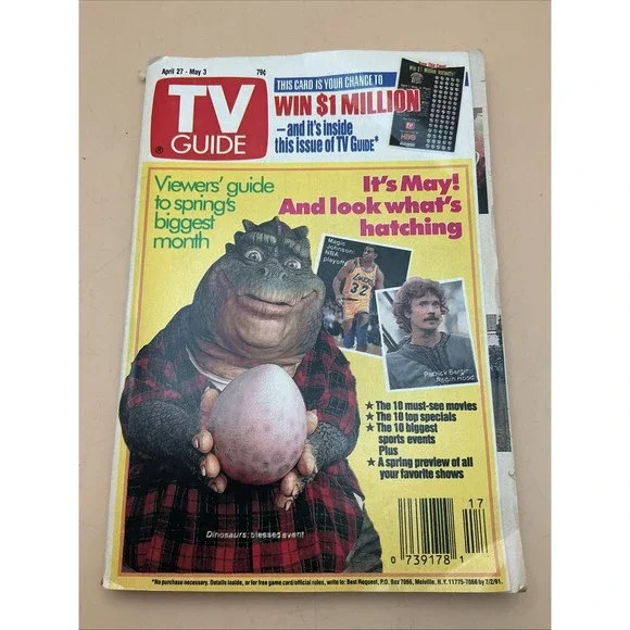 TV Guide Magazine, Apr‎ 27-May 3, 1991, Dinosaurs, Magic Johnson, Robin Hood