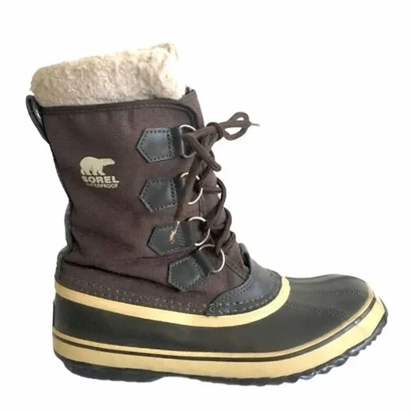 SOREL Women’s Winter Carnival Waterproof Lace Up Winter Snow Boot Taupe Brown 7