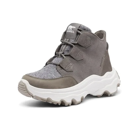 Sorel Kinetic Breakthru Caribou Waterproof Boots Quarry Sea Salt Gray Size 8