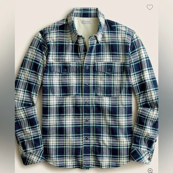 J. Crew Men’s Waffle-lined‎ garment-dyed Harbor shirt in plaid sz M VGC