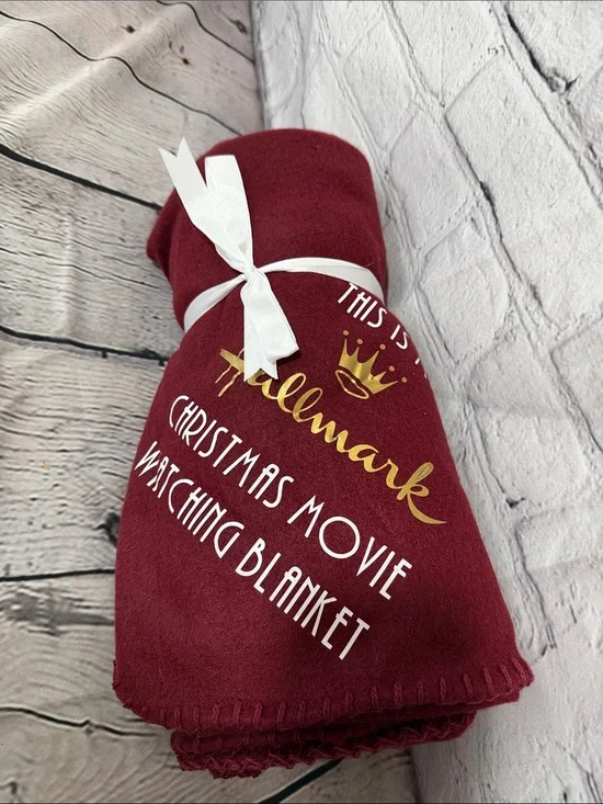 Hallmark Burgundy & Gold Holiday Movie Blanket