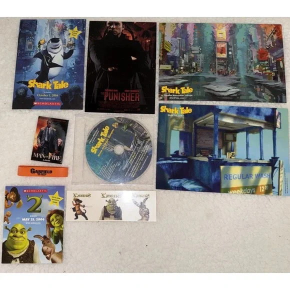 Shark Tale Shrek Vintage Movie Card Promo Promotional Set CD Sampler RARE