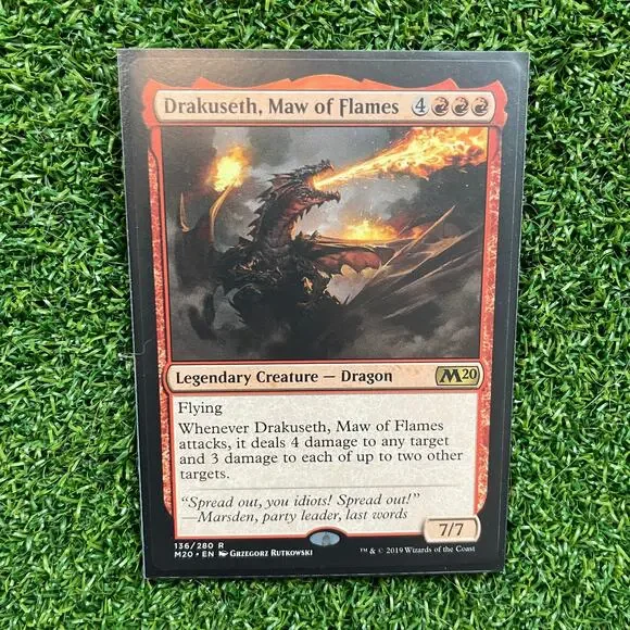 MTG Drakuseth Maw of Flames M20 Legendary Dragon Rare Card NM