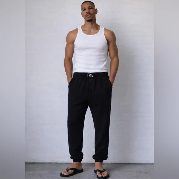 FRYE Bamboo Blend Jogger Pants – Black Ribbed Lounge XL