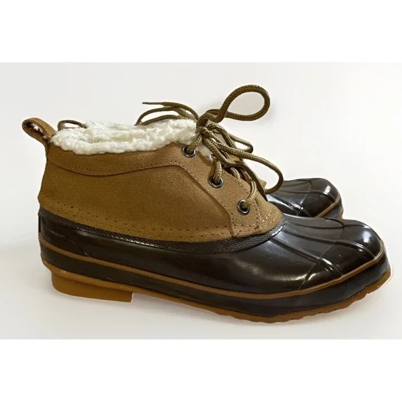 Bass Tamarack Womens S 7 Steel Shank Leather Rubber Sherpa Lined Mud Work Boots‎
