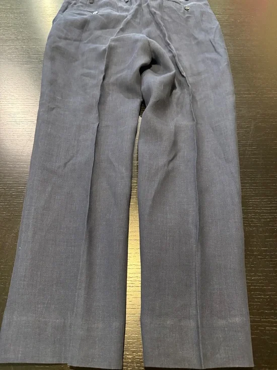 Pal Zileri Navy Linen Dress Trousers Italian 52