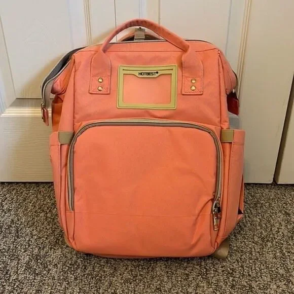 HOTBEST Coral Pink Diaper Bag Backpack NWOT