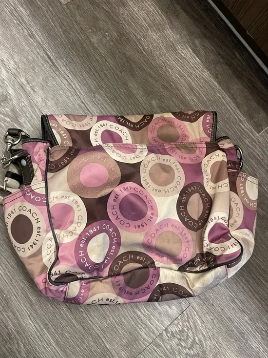 Coach Pink and Cream Crossbody with Leather Trim and Canvas Strap