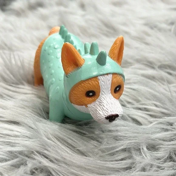 Halloween Plastic Corgi Puppy Dog‎ in Dinosaur Costume Ankyo Toys Collectible
