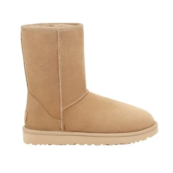 UGG Womens Classic Short II Mid Calf Boots US 8 EU 39 Tan Suede EUC