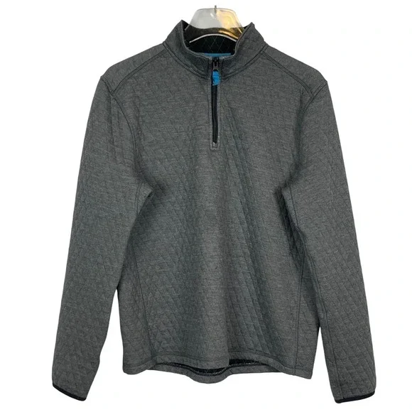 J.Crew Pullover Mens Medium Gray Good Quilted Authentic Fleece 1/4 Zip Mock Neck
