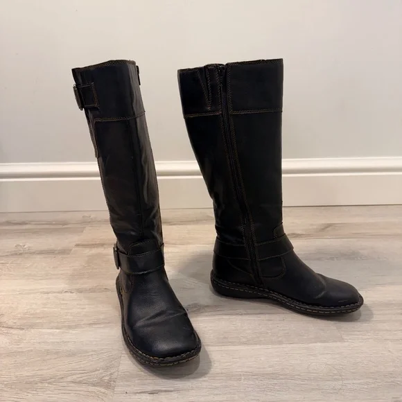 EUC B.O.C. Brown Zip Up Man Made Material Boots, Size 6.5