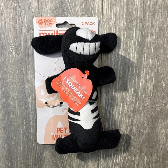 Black Skeleton Plush Squeaky Dog Toy