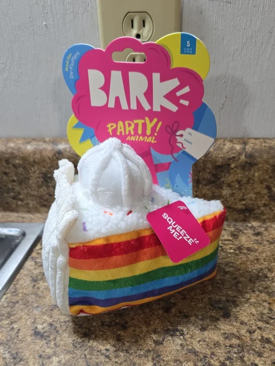 Bark  Party Animal Rainbow Slice Plush Dog Toy Size Small 0-20 Pounds  NWT